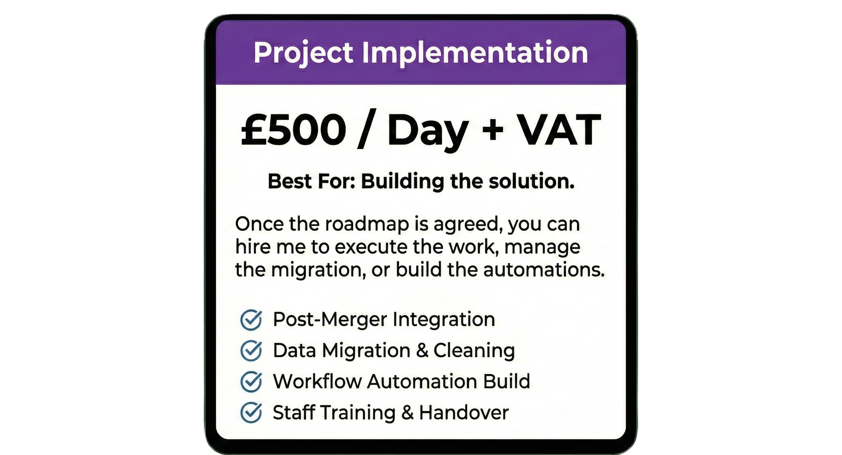 Project Implementation Price Card-2